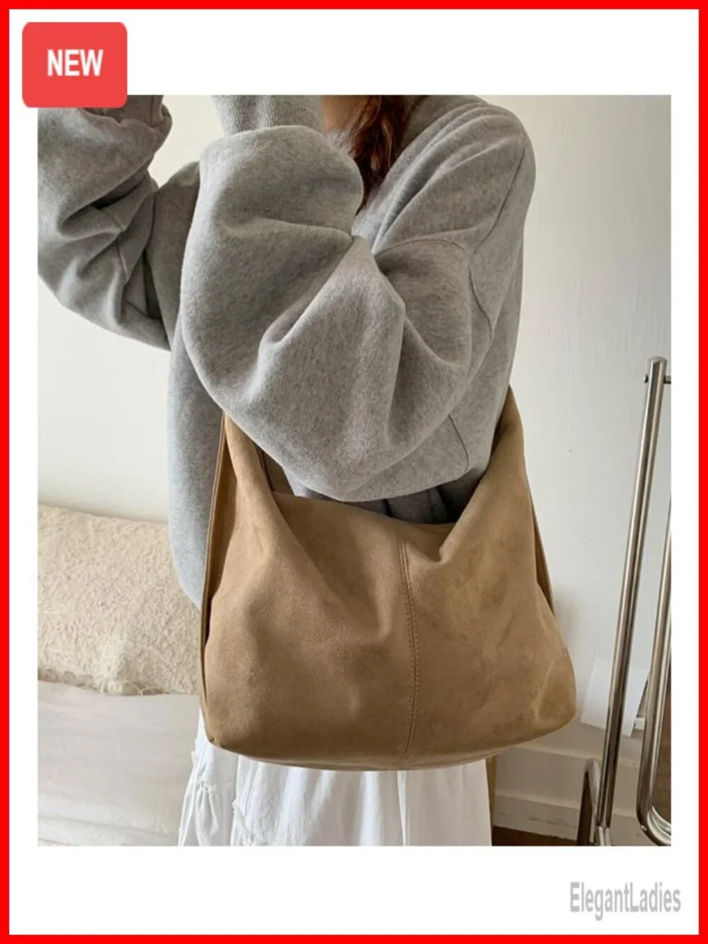 Suede PU Dumpling Bag Convertible Crossbody Handbag Spacious